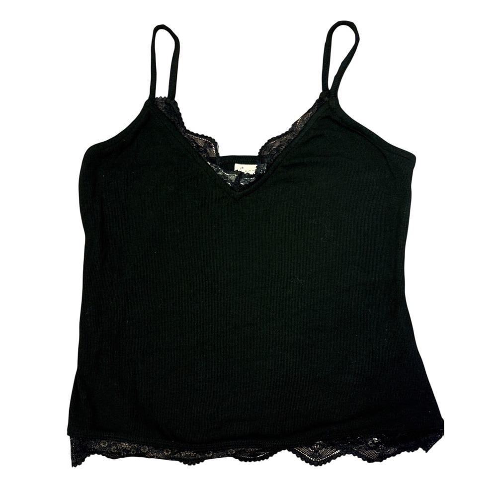 NEW A New Day Women Black Lace‎ Trim Spaghetti Strap Cami Tank Top, Size S